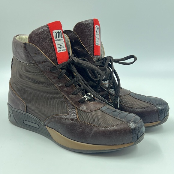 Vintage MAURI M Collection Italian Leather Alligator Skin High Shoes Sneakers 10 - Picture 1 of 9